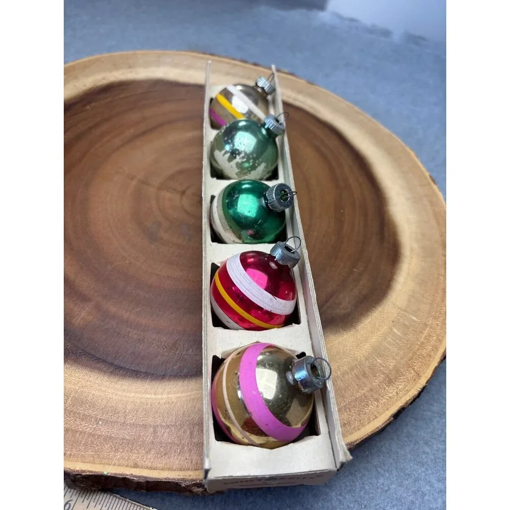 Shiny-Brite Glass Christmas Tree Ornaments Set Vintage - Picture 12 of 14